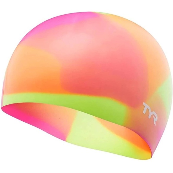TYR Swim Cap for Youth New Birght tiedie colors - Picture 1 of 2